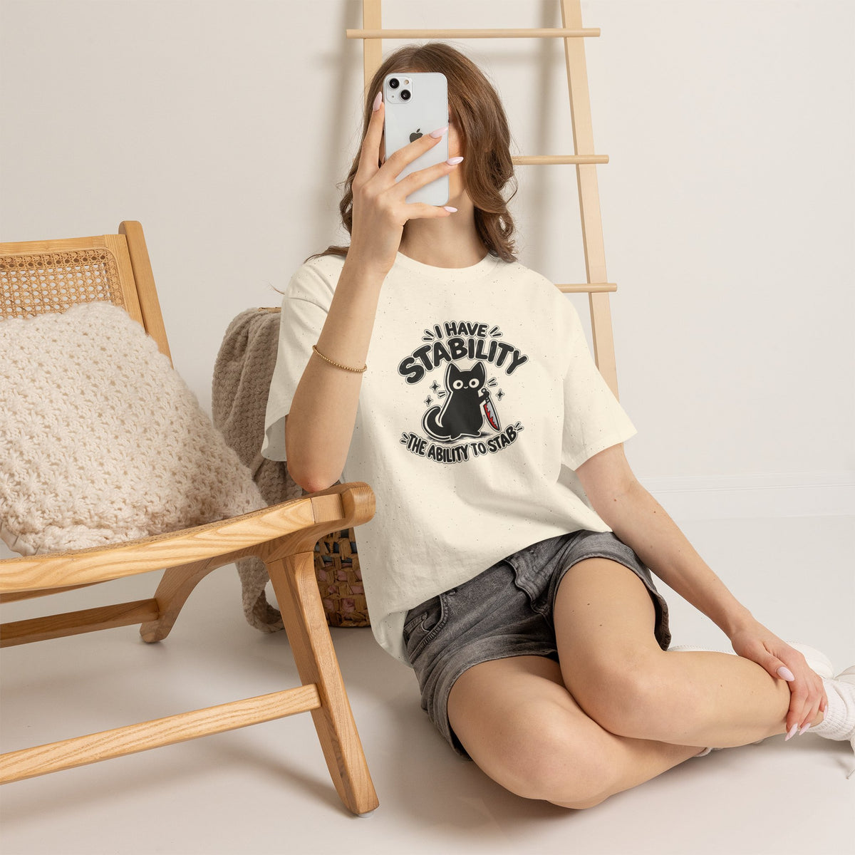 Stabby Tabby “I Have Stability” Funny Cat T-Shirt - Let There Be Cute