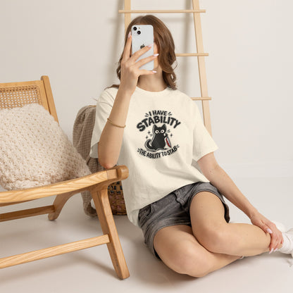 Stabby Tabby “I Have Stability” Funny Cat T-Shirt - Let There Be Cute