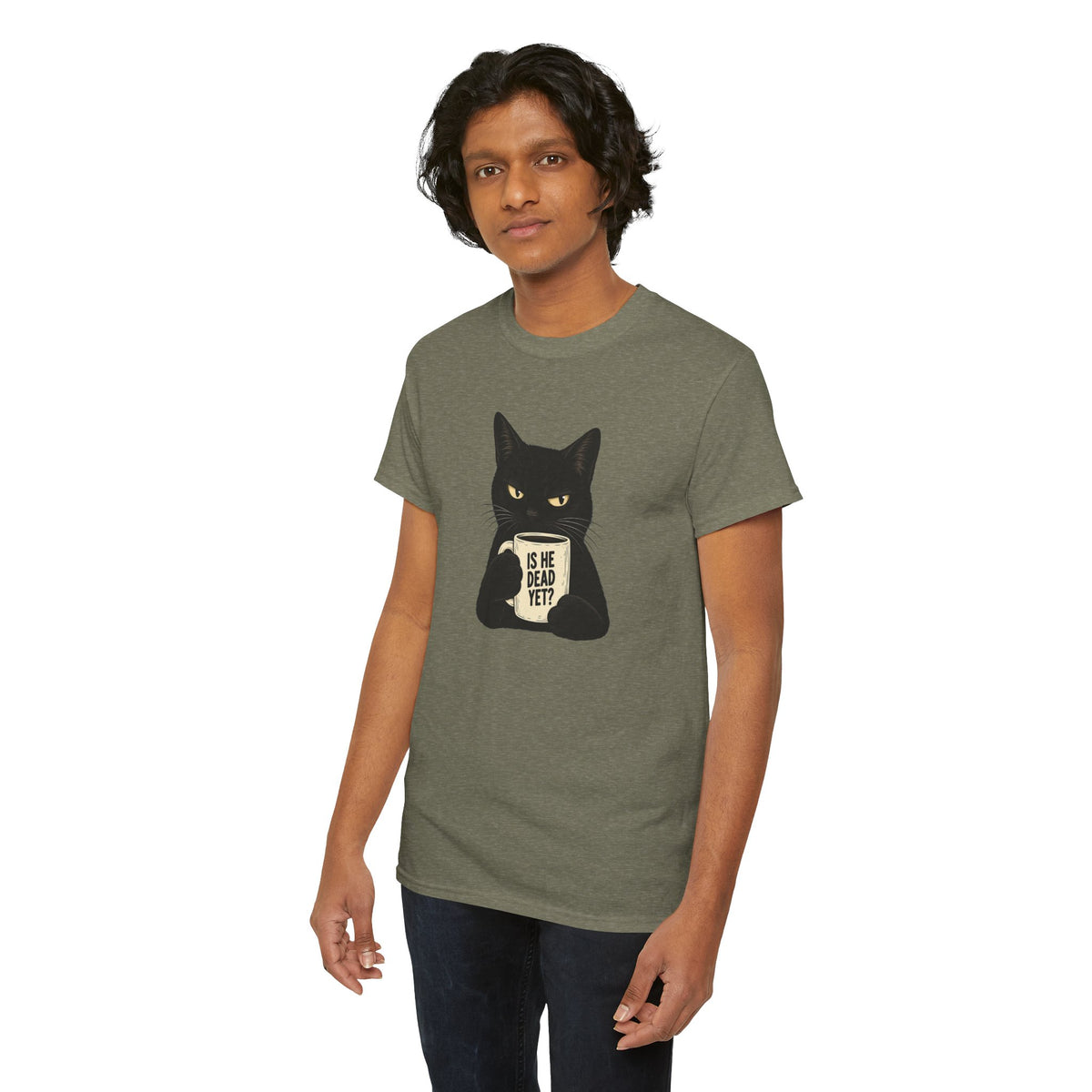 Is He Dead Yet? Funny Black Cat T-Shirt - Let There Be Cute