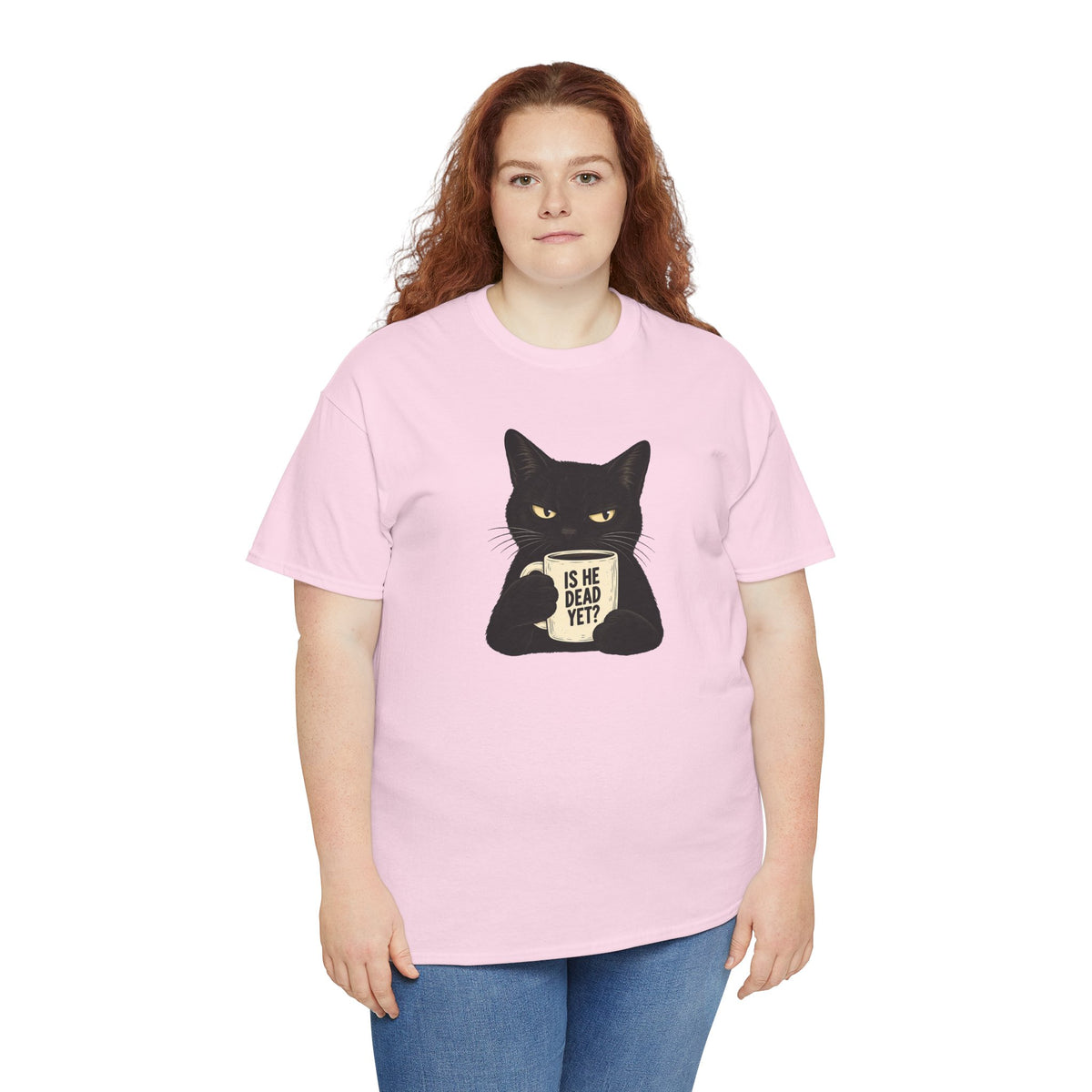 Is He Dead Yet? Funny Black Cat T-Shirt - Let There Be Cute
