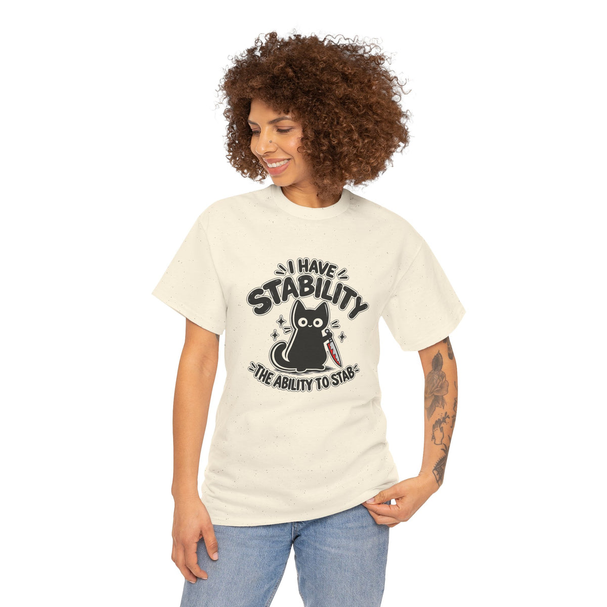 Stabby Tabby “I Have Stability” Funny Cat T-Shirt - Let There Be Cute