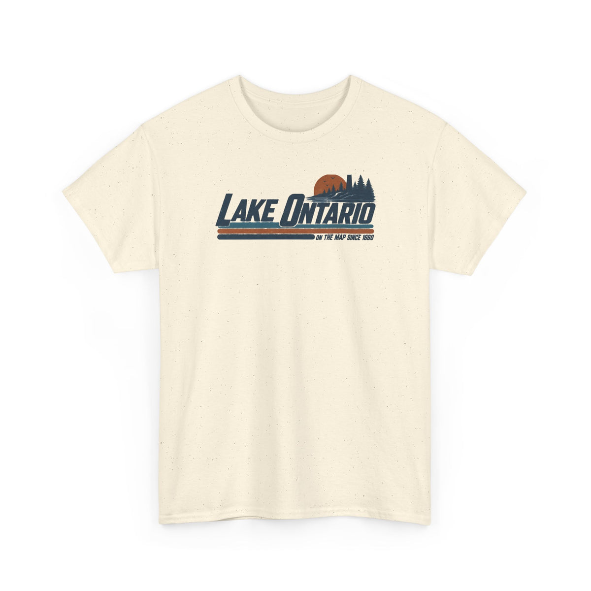 Lake Ontario “On the Map Since 1660” Retro T-Shirt - Let There Be Cute Retro Lake Ontario T-shirt with lighthouse and sunset graphic