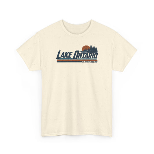 Lake Ontario “On the Map Since 1660” Retro T-Shirt - Let There Be Cute Retro Lake Ontario T-shirt with lighthouse and sunset graphic