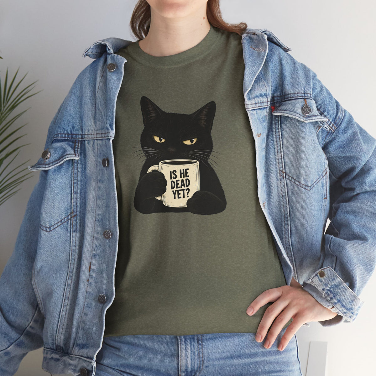 Is He Dead Yet? Funny Black Cat T-Shirt - Let There Be Cute