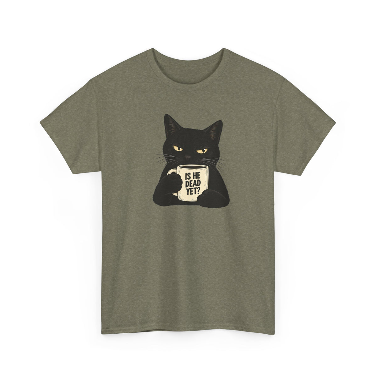 Is He Dead Yet? Funny Black Cat T-Shirt - Let There Be Cute