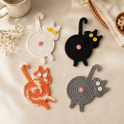 Cat Butt Coasters - Shameless Crochet Drink Coasters