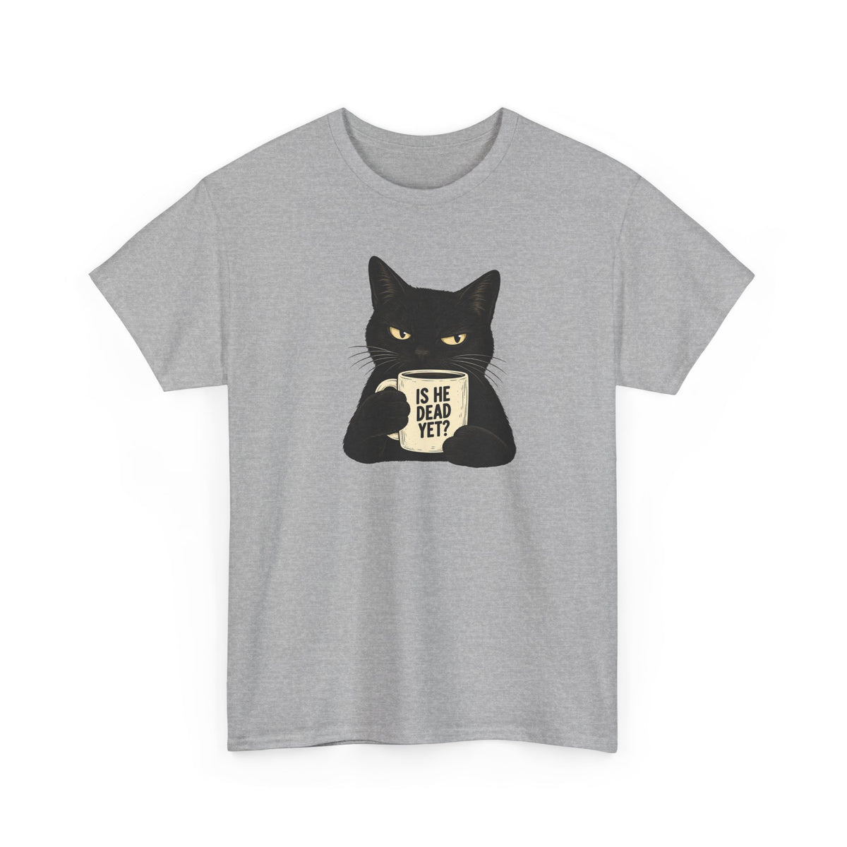 Is He Dead Yet? Funny Black Cat T-Shirt - Let There Be Cute