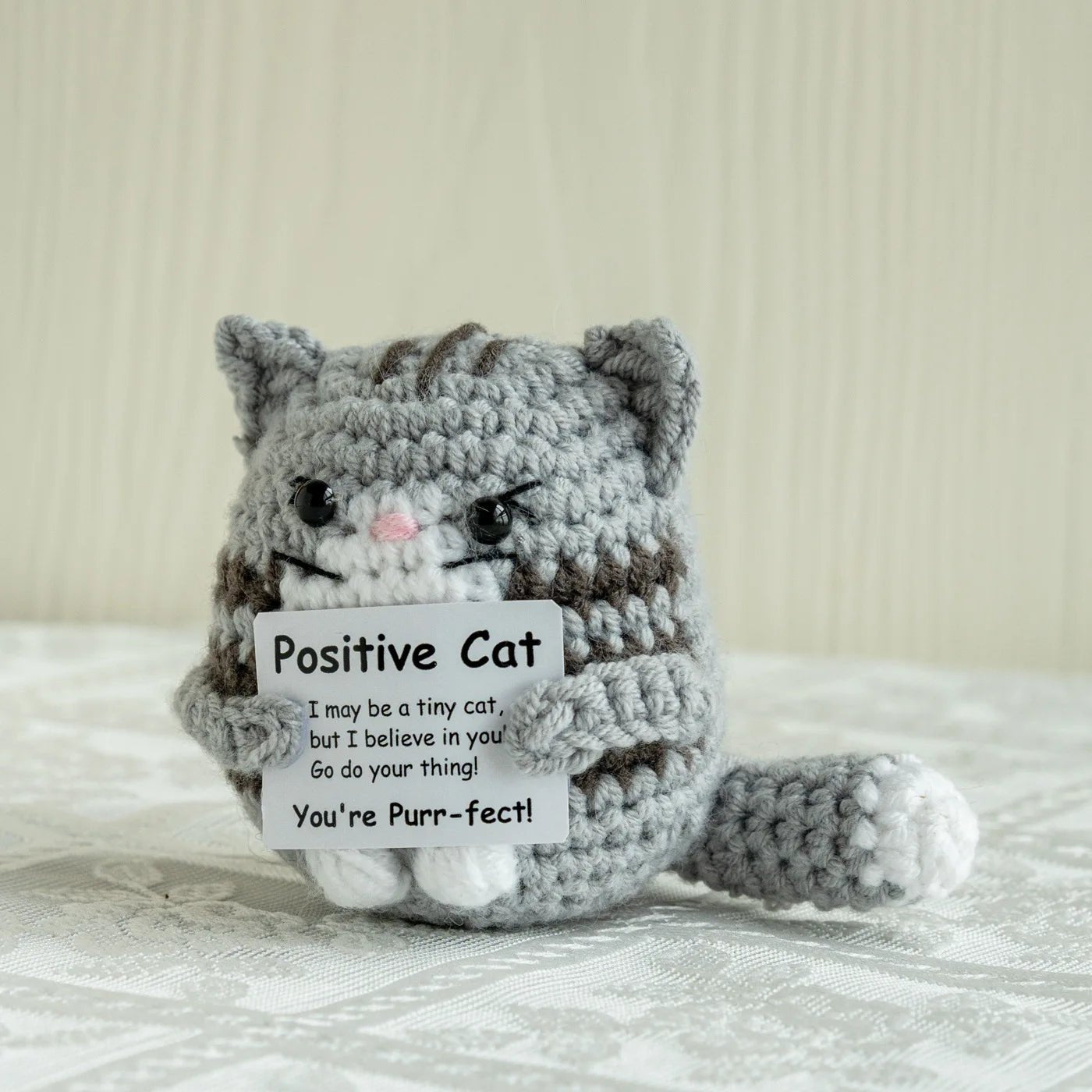 Pocket Positivity Plushie – Handmade Crochet Animal with Uplifting Message - Let There Be Cute
