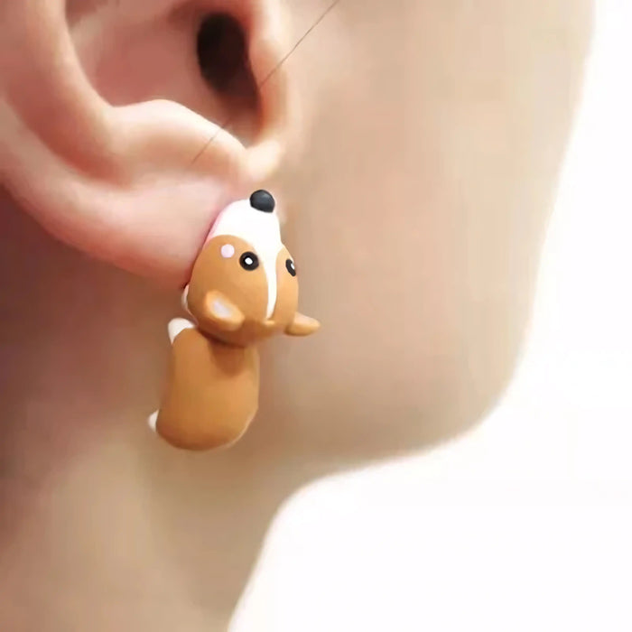 Corgi animal bite stud earrings