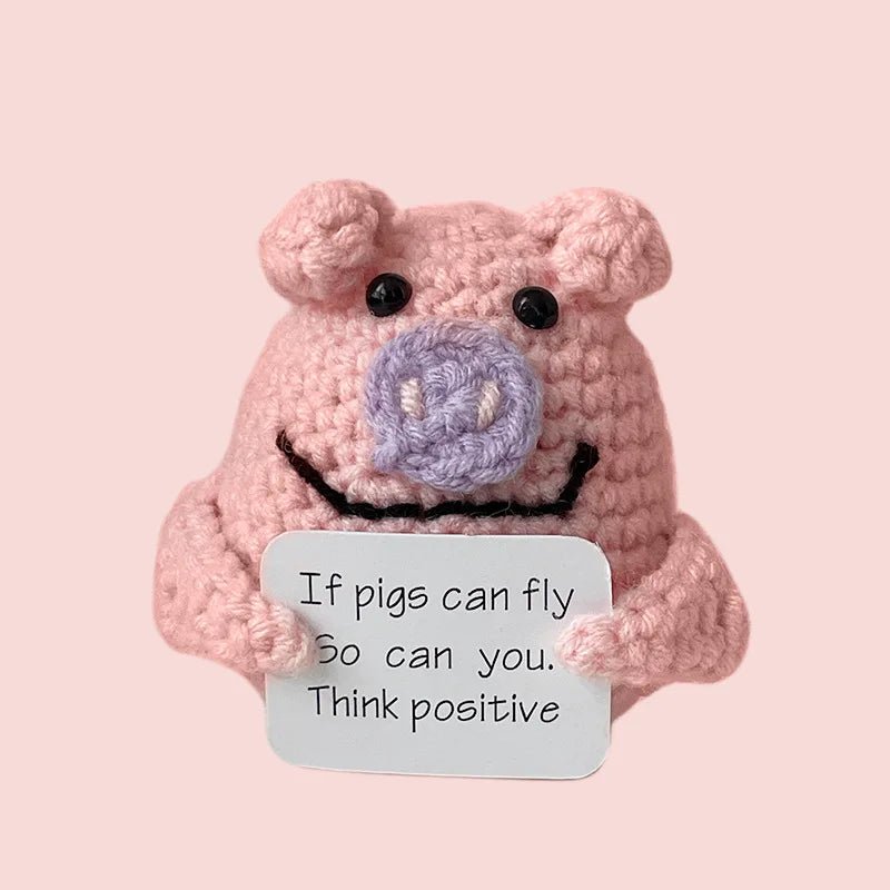 Pocket Positivity Plushie – Handmade Crochet Animal with Uplifting Message - Let There Be Cute