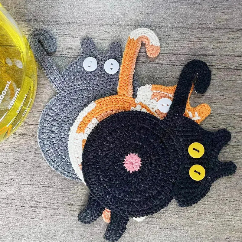 Cat Butt Coasters - Shameless Crochet Drink Coasters