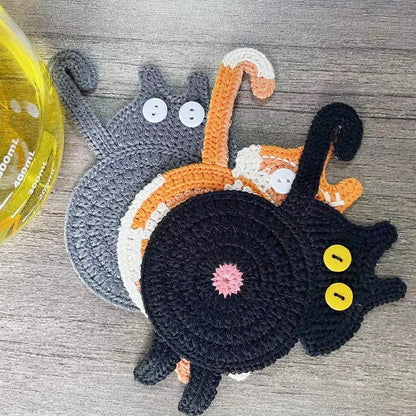 Cat Butt Coasters - Shameless Crochet Drink Coasters