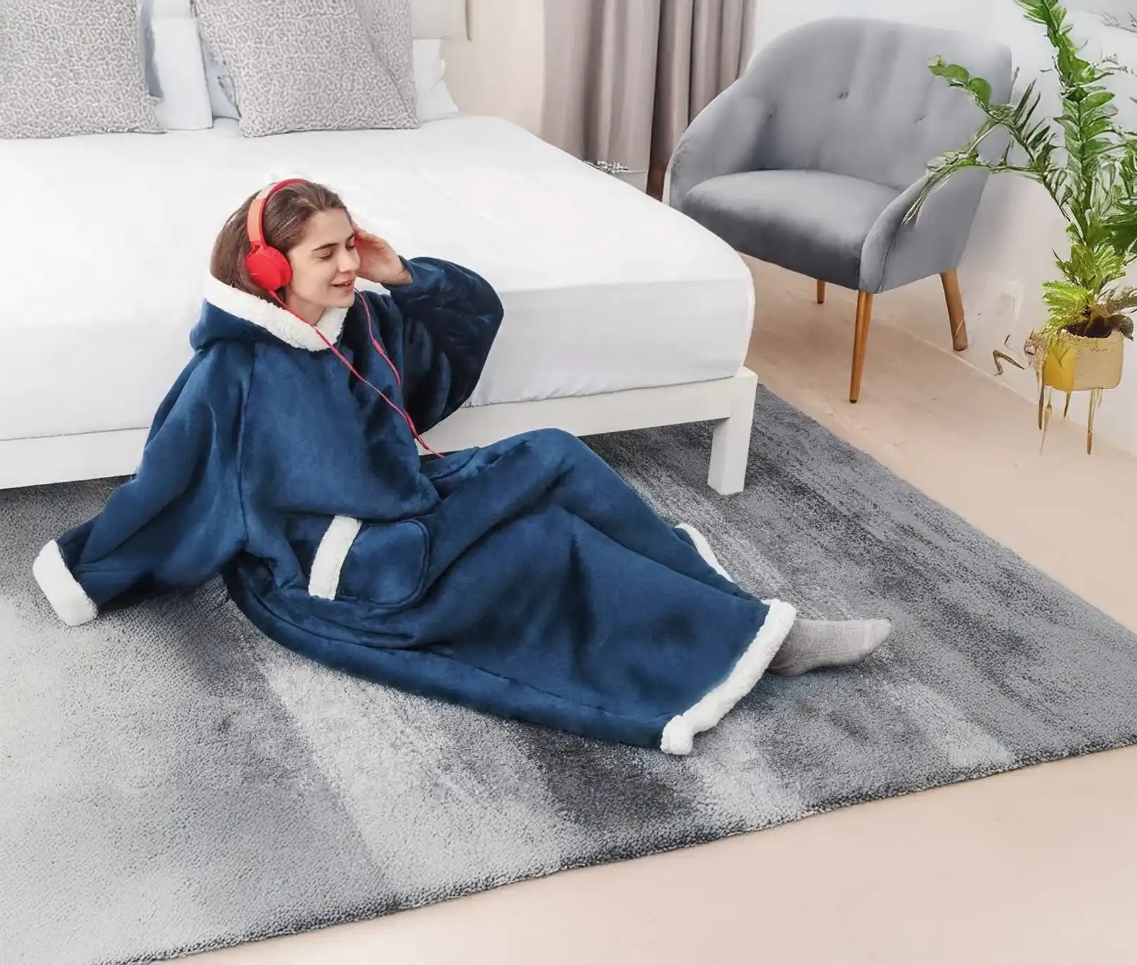 Snuggle Shell Giant Blanket Hoodie – Cozy Oversized Winter Fleece with Sleeves - Let There Be Cute