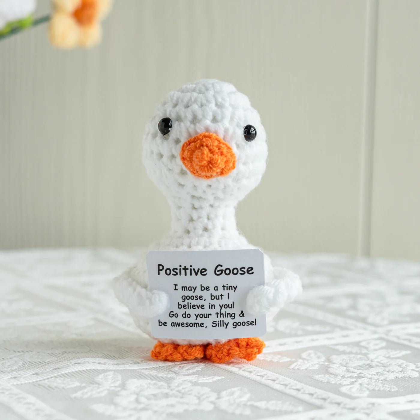 Pocket Positivity Plushie – Handmade Crochet Animal with Uplifting Message - Let There Be Cute