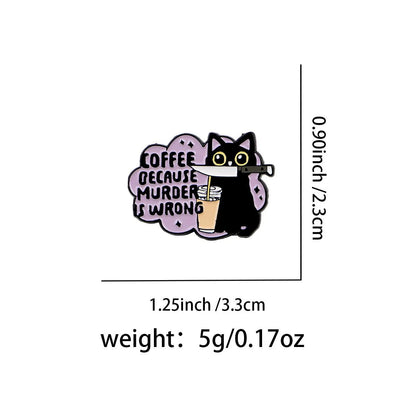 Stabby Tabby Coffee Enamel Pin – “Because Murder Is Wrong” - Let There Be Cute