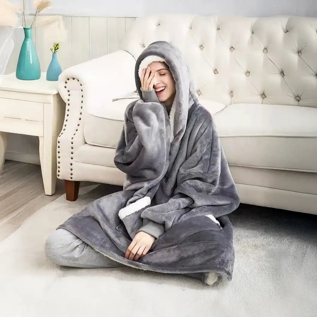 Snuggle Shell Giant Blanket Hoodie – Cozy Oversized Winter Fleece with Sleeves - Let There Be Cute