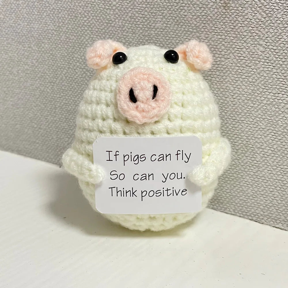 Pocket Positivity Plushie – Handmade Crochet Animal with Uplifting Message - Let There Be Cute