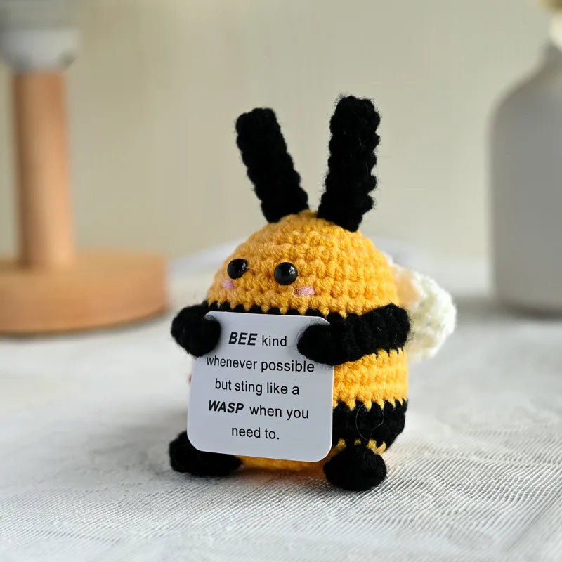 Pocket Positivity Plushie – Handmade Crochet Animal with Uplifting Message - Let There Be Cute