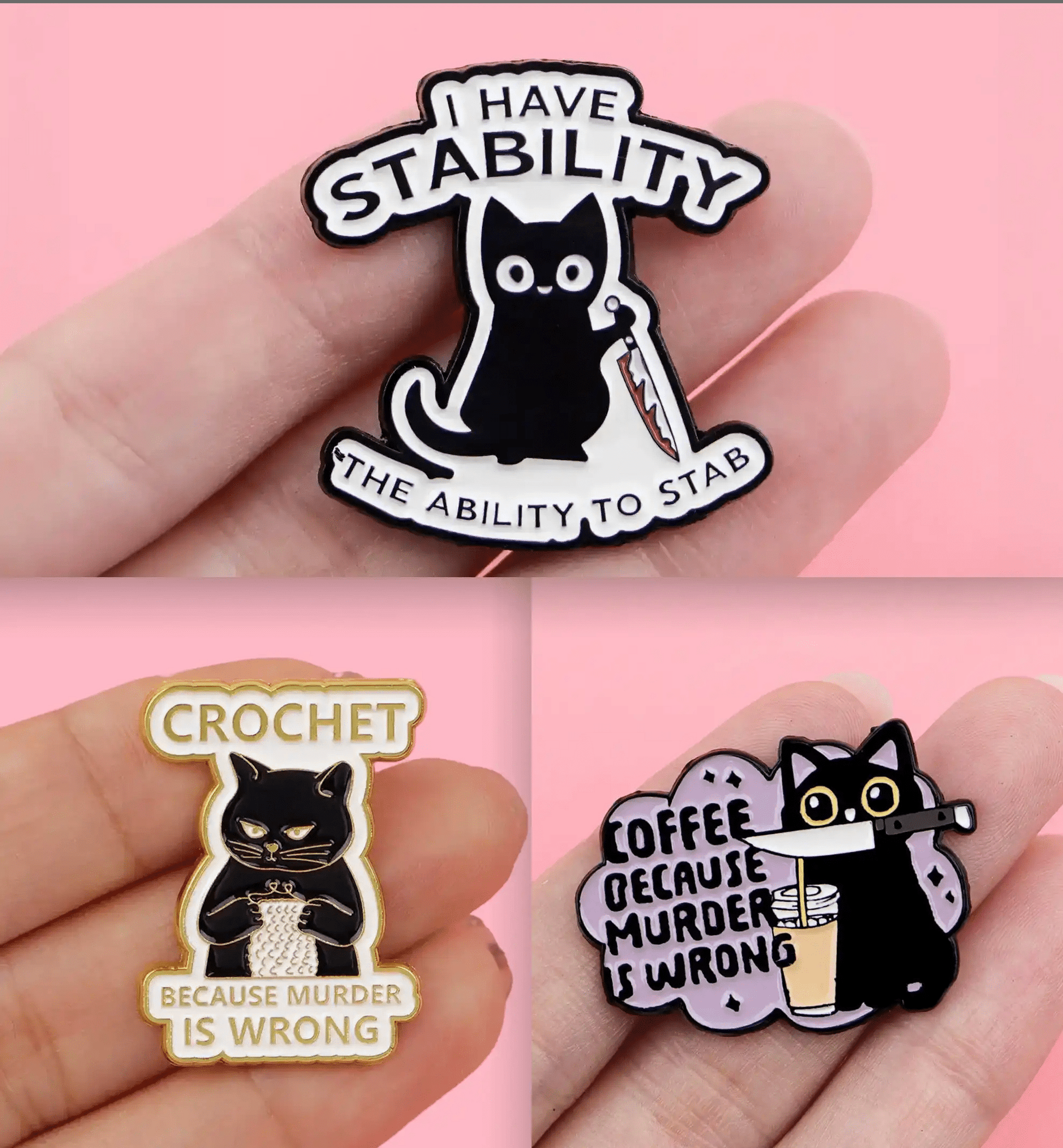 Stabby Tabby Cat Pins - Mix & Match - Let There Be Cute