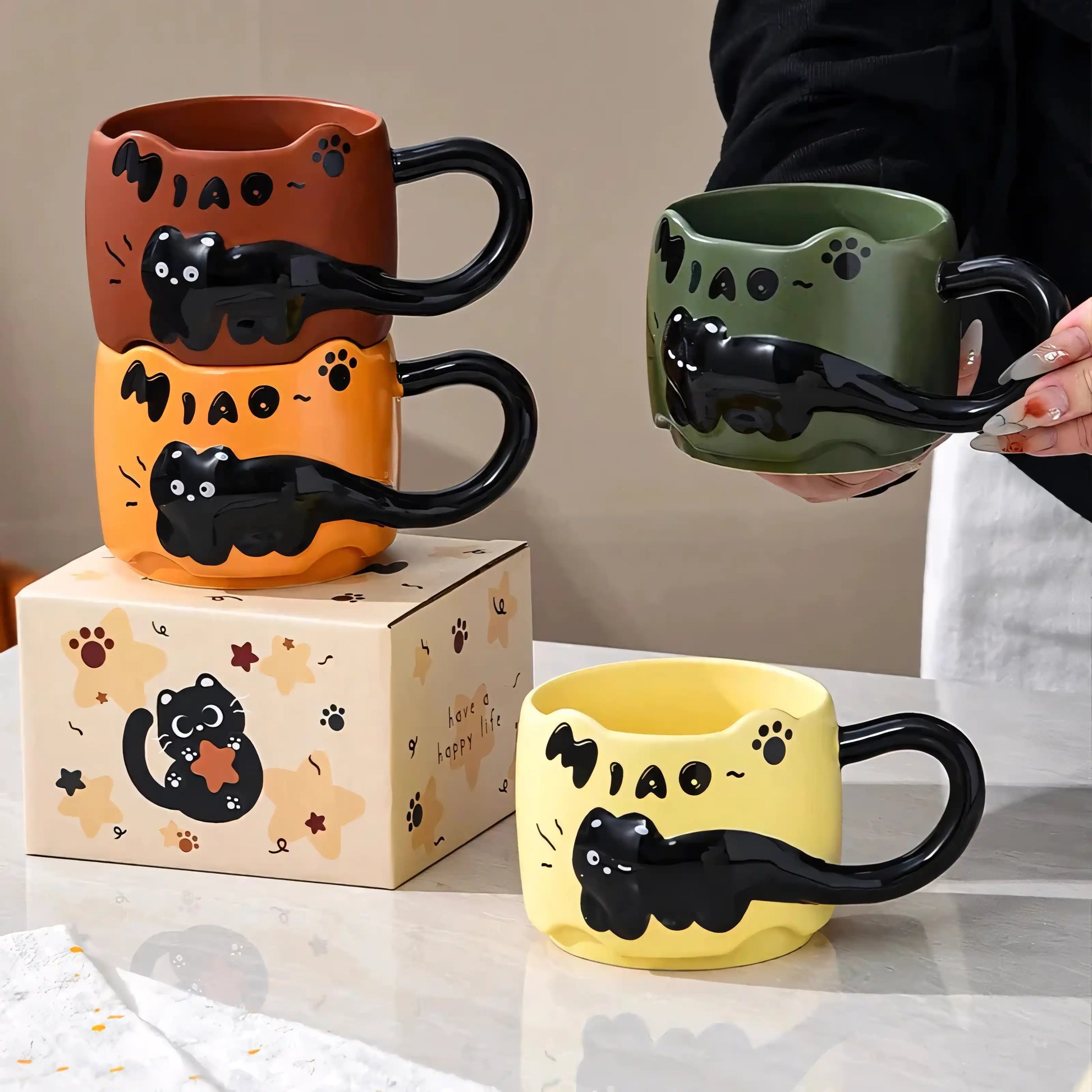 Miao Chaos Stackable Cat Mugs - Let There Be Cute